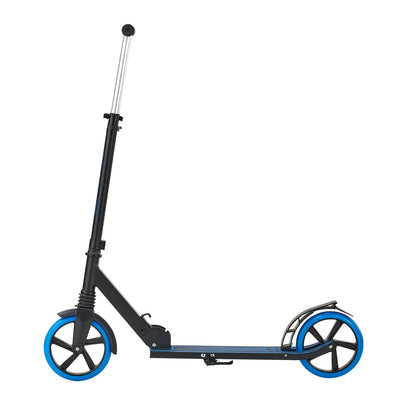 Kick Scooter for Kids Ages 8+, Teens & Adults, 2-Wheel Toddler Scooter with Adjustable Height Handlebar, Wide Anti-Slip Deck, Foldable Lightweight Frame for Boys and Girls up to 99.8 kg, Blue + Black