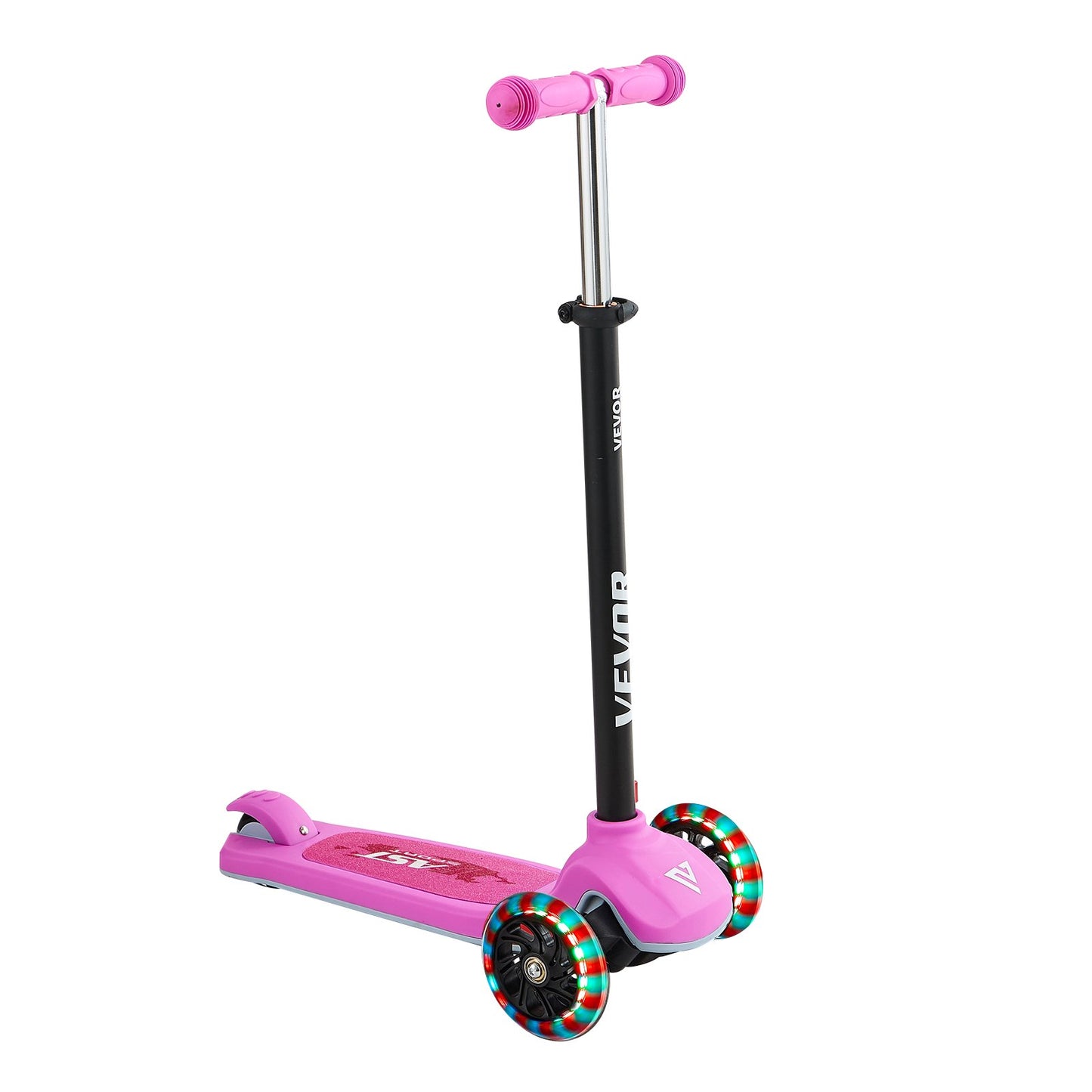 Kick Scooter for Kids Ages 3+, 3-Wheel Toddler Scooter with Light-Up Wheels, Adjustable Height Handlebar, Wide Anti-Slip Deck, Lightweight Aluminum Frame for Boys and Girls up to 74.8 kg, Pink