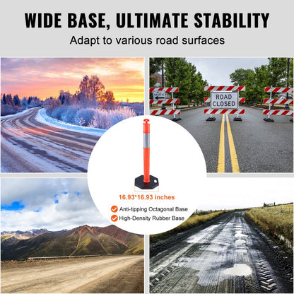 2 PCs Traffic Delineator Post Cones with Base for Traffic Control Warning