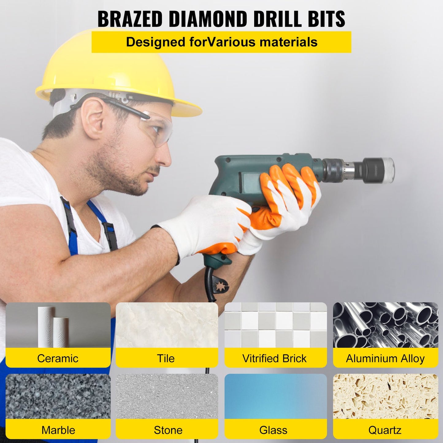 VEVOR Diamond Drill Bits 6PCS Diamond Hole Saw 20/35/40/50/55/68mm Tile Hole Saw