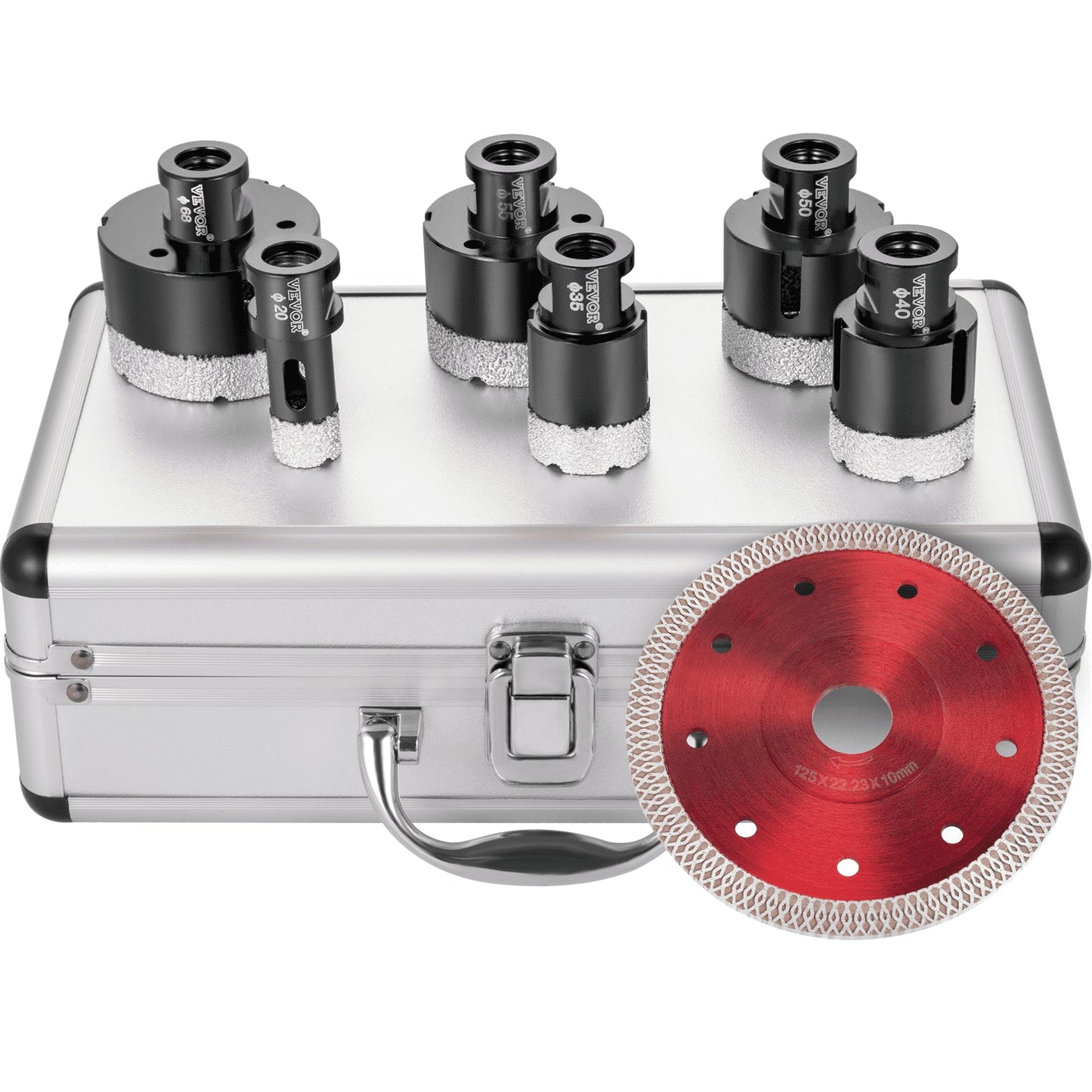 6-Piece Diamond Hole Saw Set for Tile, Ceramic, Porcelain, Marble (20-68mm)