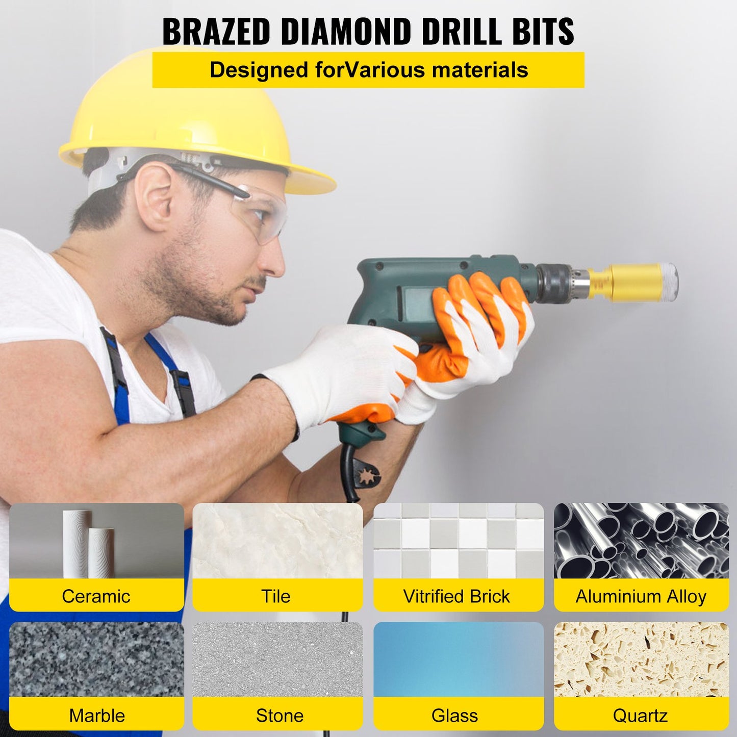 VEVOR Diamond Drill Bits 7PCS Diamond Hole Saw 20/27/35/55/68mmTile Hole Saw Kit