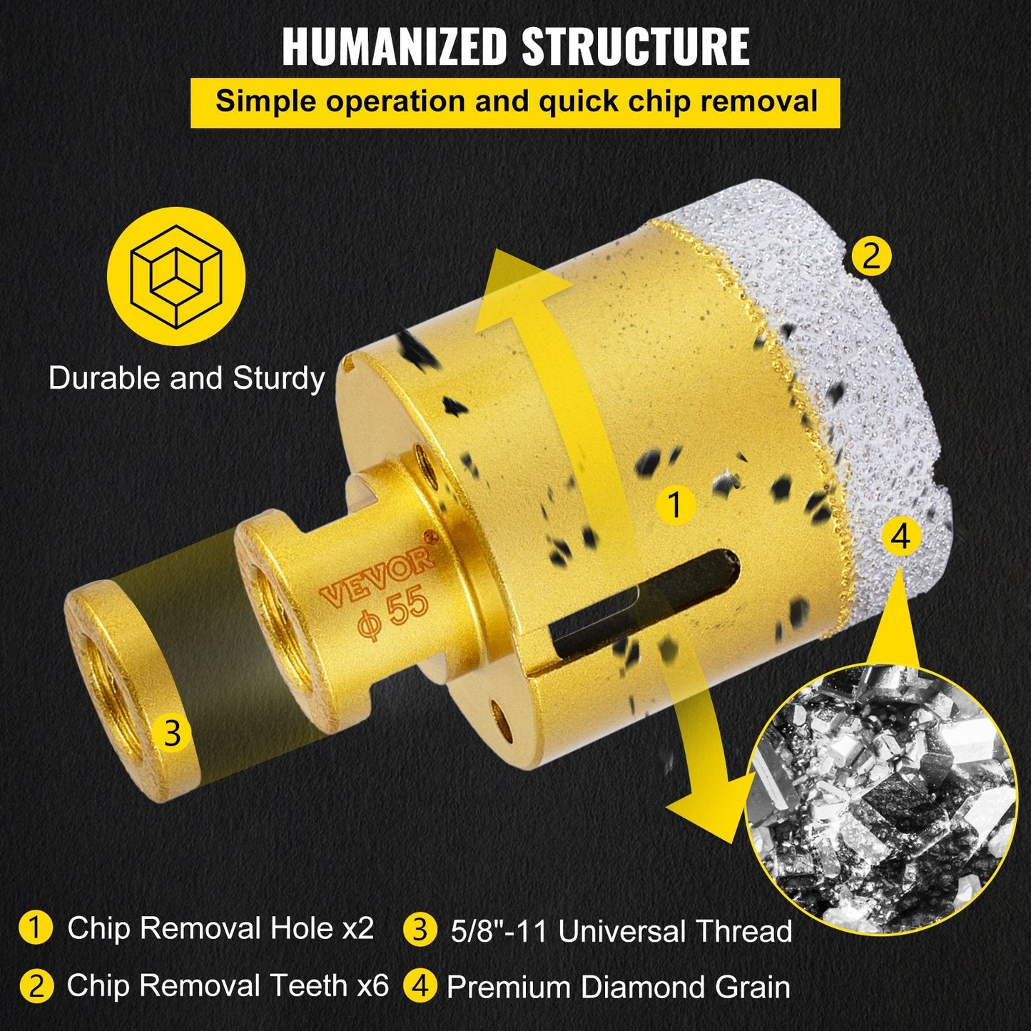 7-Piece Diamond Drill Bit Set for Tile, Ceramic, Porcelain & Marble (20-68mm)