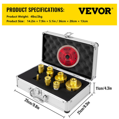 VEVOR Diamond Drill Bits 7PCS Diamond Hole Saw 20/27/35/55/68mmTile Hole Saw Kit