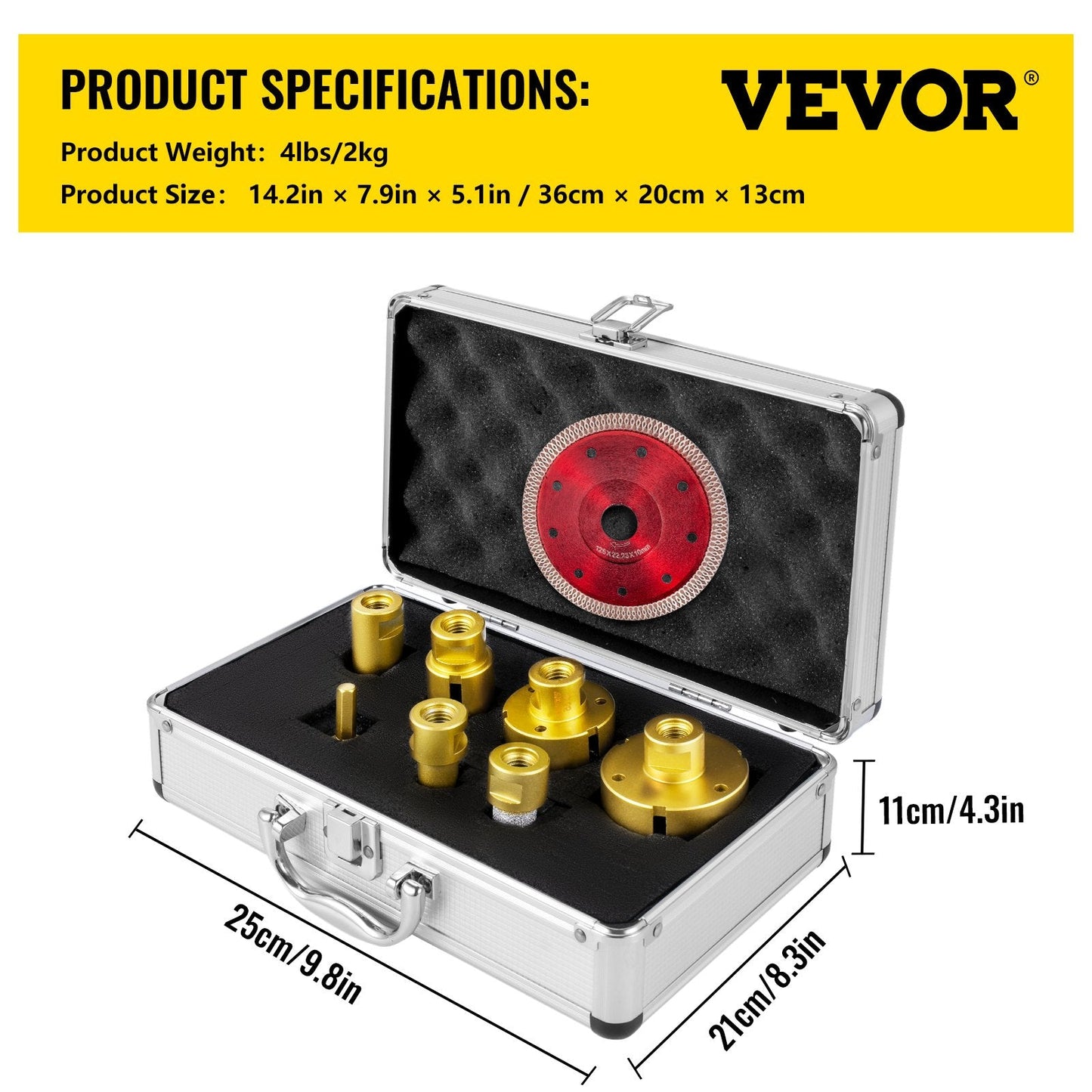 7-Piece Diamond Drill Bit Set for Tile, Ceramic, Porcelain & Marble (20-68mm)