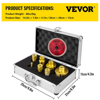 7-Piece Diamond Drill Bit Set for Tile, Ceramic, Porcelain & Marble (20-68mm)