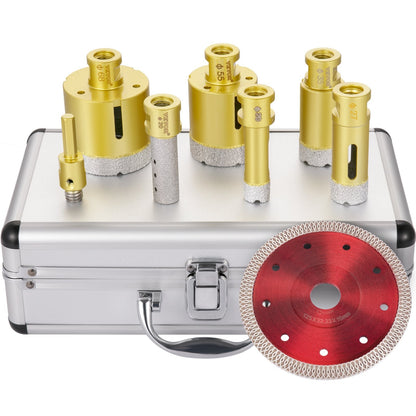 7-Piece Diamond Drill Bit Set for Tile, Ceramic, Porcelain & Marble (20-68mm)