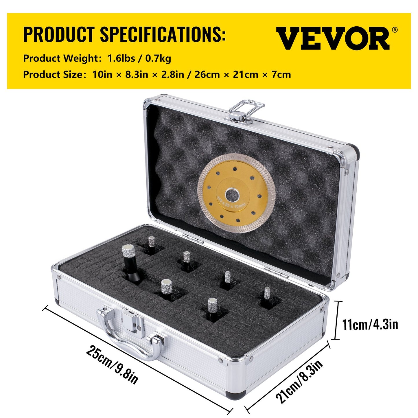 VEVOR Diamond Drill Bits 7PCS Diamond Hole Saw 6/6/8/8/10/12/14mm Tile Hole Saw