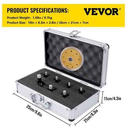 VEVOR Diamond Drill Bits 7PCS Diamond Hole Saw 6/6/8/8/10/12/14mm Tile Hole Saw