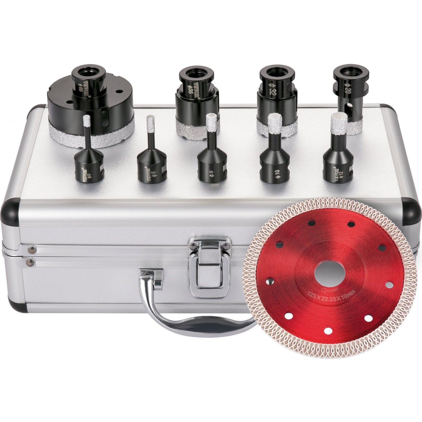 9-Piece Diamond Hole Saw Drill Bit Set for Tile, Ceramic, and Marble