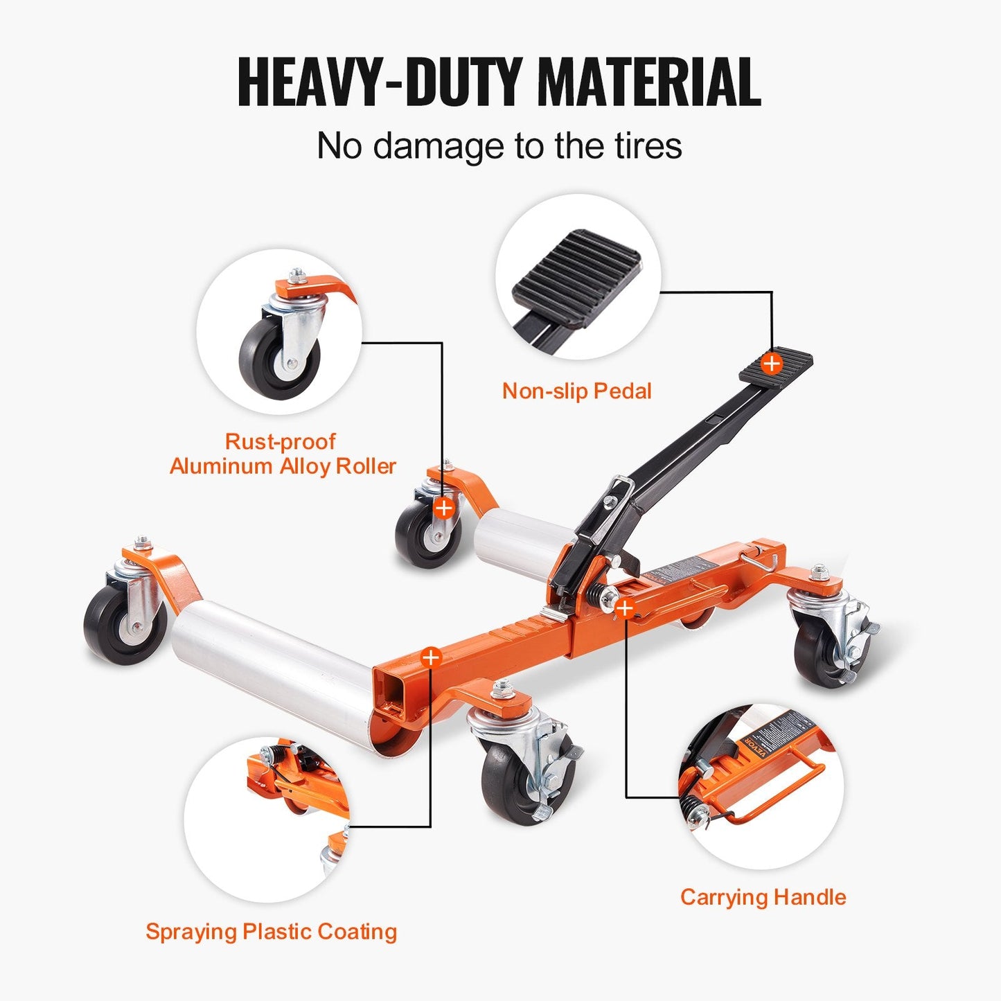 Hydraulic Car Wheel Dolly with Ratcheting Foot Pedal, 680 kg Capacity, 0-0.35 m Tire