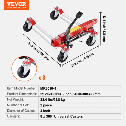 VEVOR Wheel Dolly Heavy Duty Vehicle Positioning Tire Car Lifter 1500Lbs 2 Pack