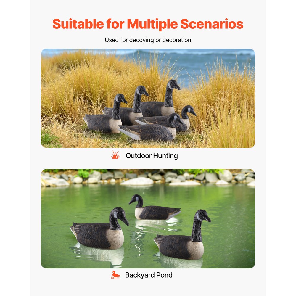 VEVOR Canada Goose Decoy Outdoor Goose Floater with Ultra Realistic Paint 6-Pack