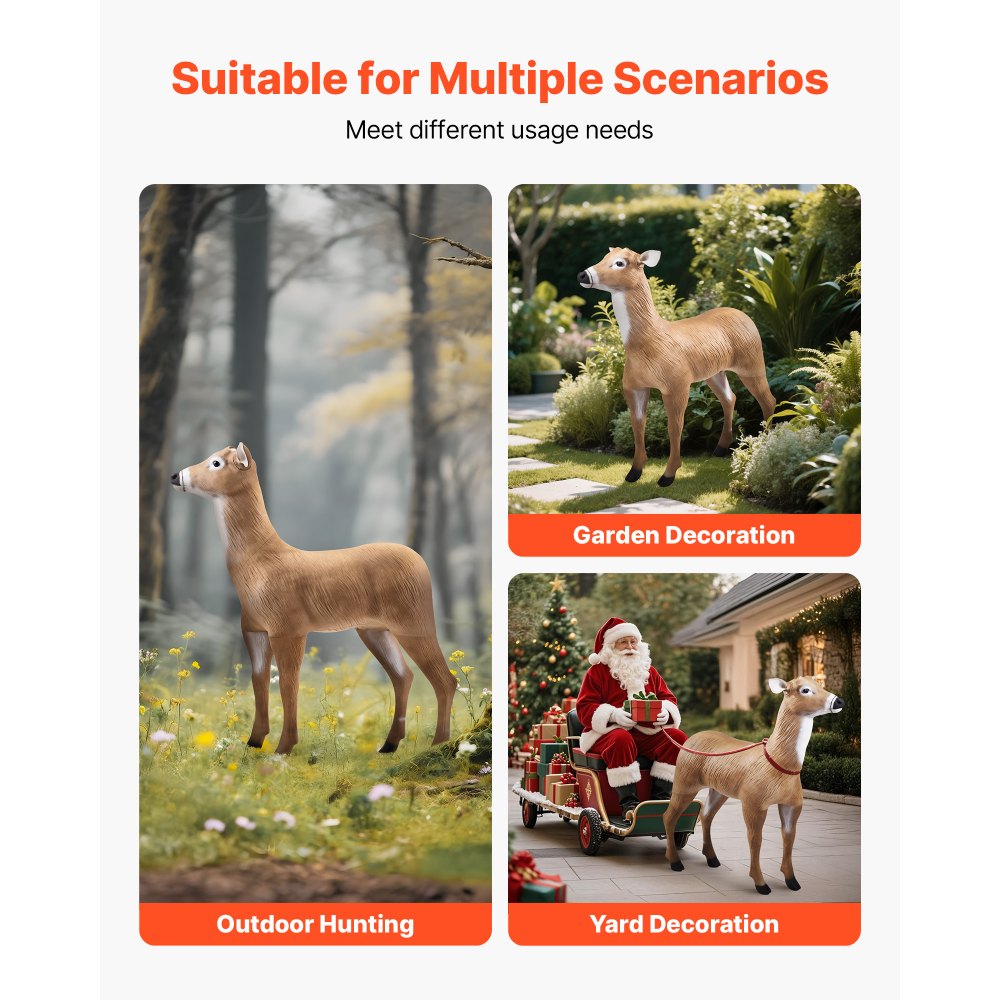 VEVOR Deer Decoy Outdoor Realistic Doe Decoys for Hunting Foldable Legs 1-Pack