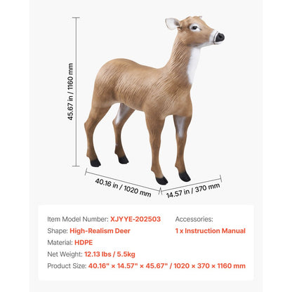 VEVOR Deer Decoy Outdoor Realistic Doe Decoys for Hunting Foldable Legs 1-Pack
