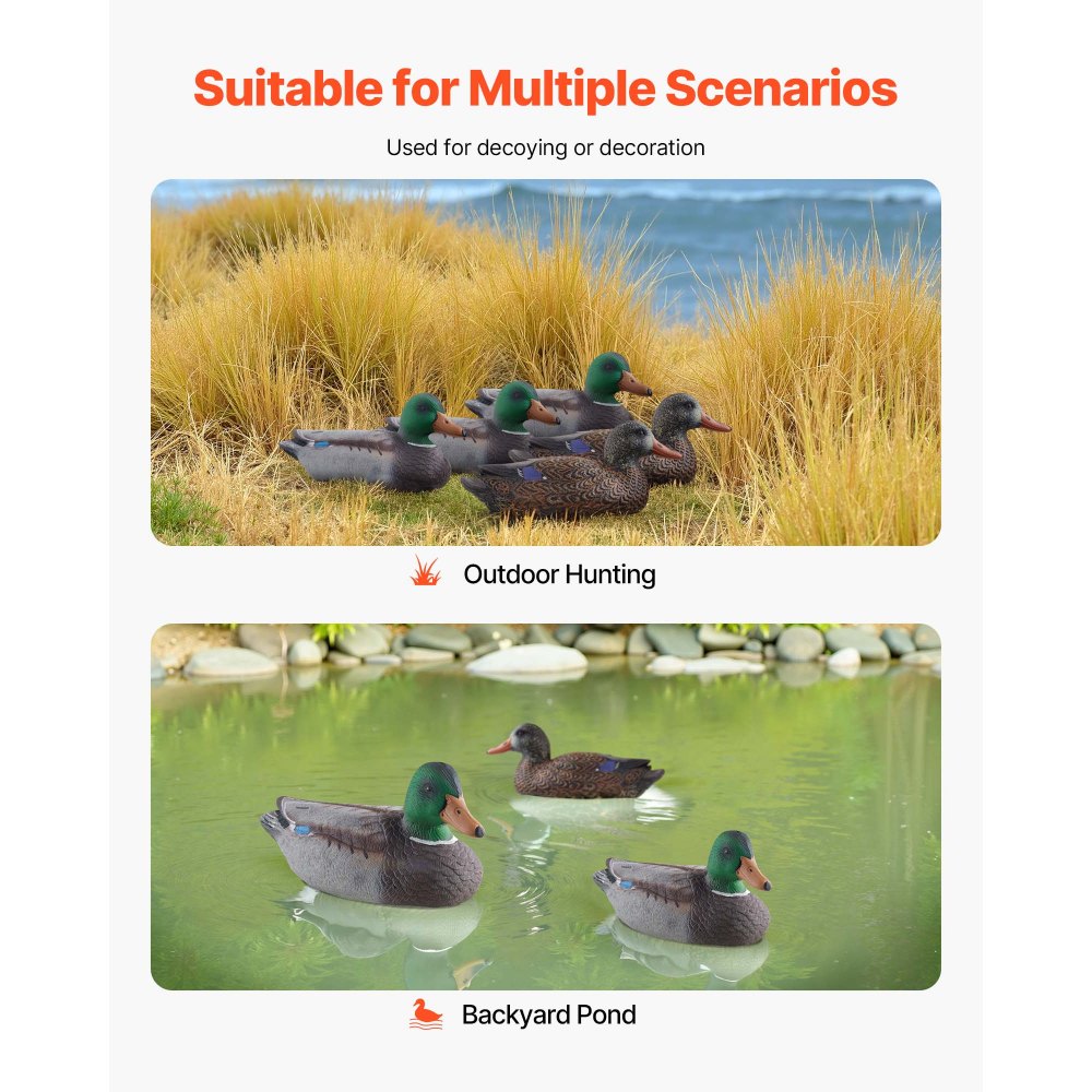 VEVOR Duck Decoy Outdoor Teal Decoys Realistic Plastic Floating Duck for Hunting