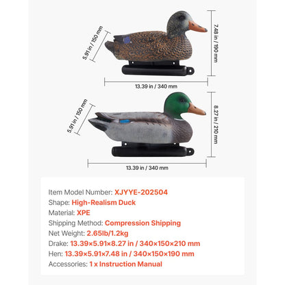 VEVOR Duck Decoy Outdoor Teal Decoys Realistic Plastic Floating Duck for Hunting