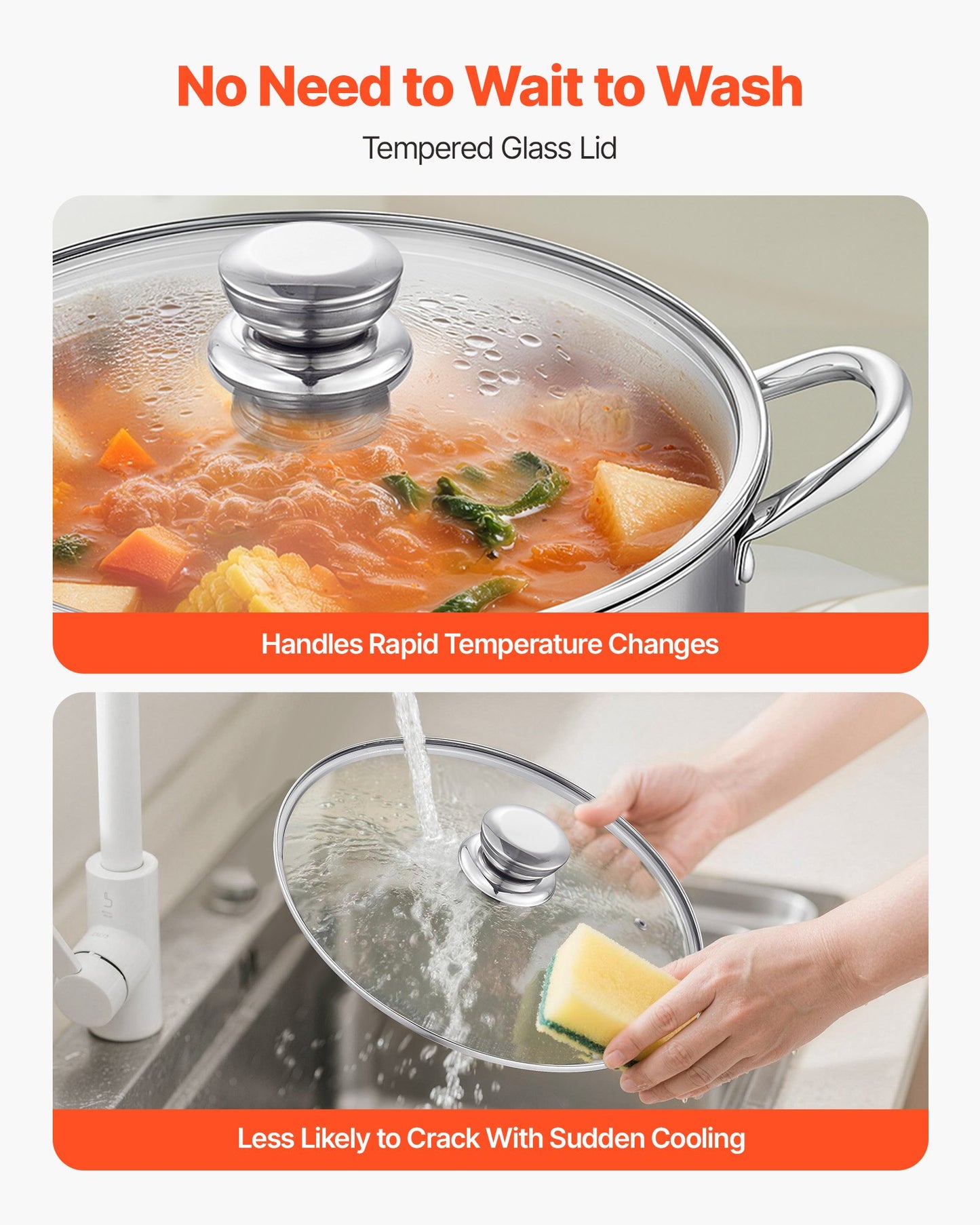 Stainless Steel Stock Pot, 11.4 L Stainless Steel Stockpot with Glass Lid, PFOA-Free, PFAS-Free, Compatible with Gas Stoves, Induction Cooktops, Electric Stoves, for Soups, Stews, and Pasta