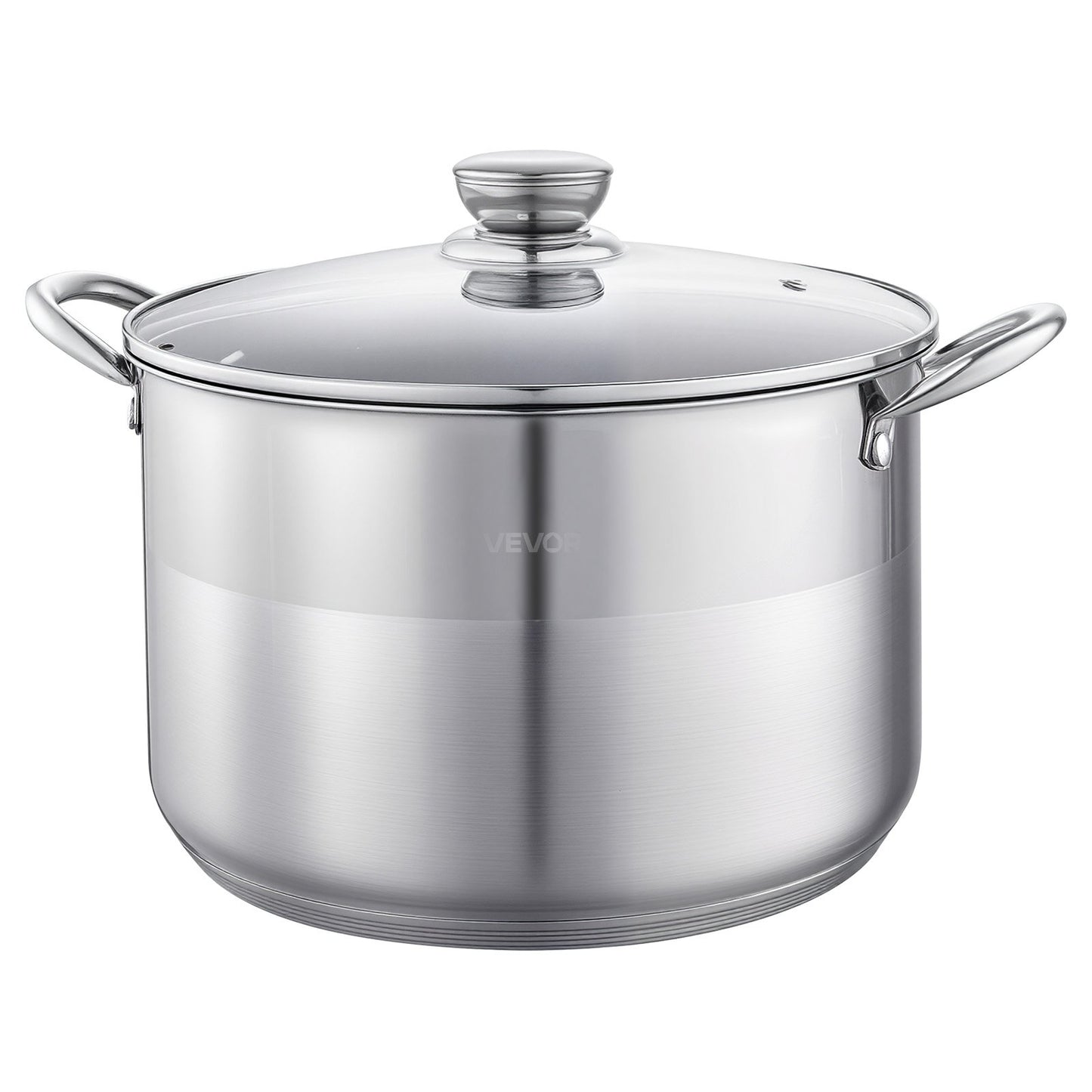 Stainless Steel Stock Pot, 11.4 L Stainless Steel Stockpot with Glass Lid, PFOA-Free, PFAS-Free, Compatible with Gas Stoves, Induction Cooktops, Electric Stoves, for Soups, Stews, and Pasta