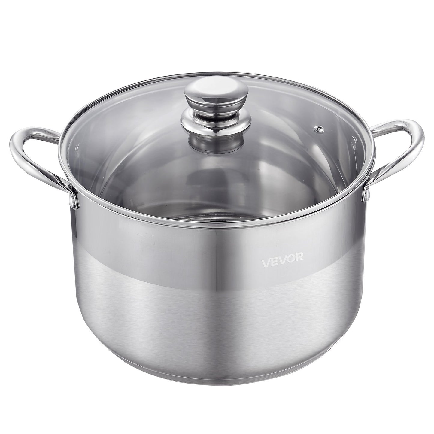 Stainless Steel Stock Pot, 11.4 L Stainless Steel Stockpot with Glass Lid, PFOA-Free, PFAS-Free, Compatible with Gas Stoves, Induction Cooktops, Electric Stoves, for Soups, Stews, and Pasta