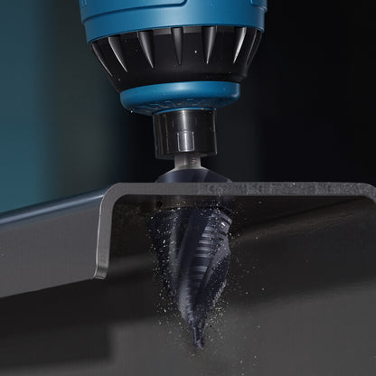 Step Drill Bit, 4.76 to 34.93 mm, 9.53 mm Triangular Shank, TiAlN Coating Cobalt High Speed Steel, Four Spiral Flute Step Bit for Metal, Stainless Steel, Aluminum, Wood, Plastic, Fiberglass