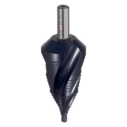 Step Drill Bit, 4.76 to 34.93 mm, 9.53 mm Triangular Shank, TiAlN Coating Cobalt High Speed Steel, Four Spiral Flute Step Bit for Metal, Stainless Steel, Aluminum, Wood, Plastic, Fiberglass
