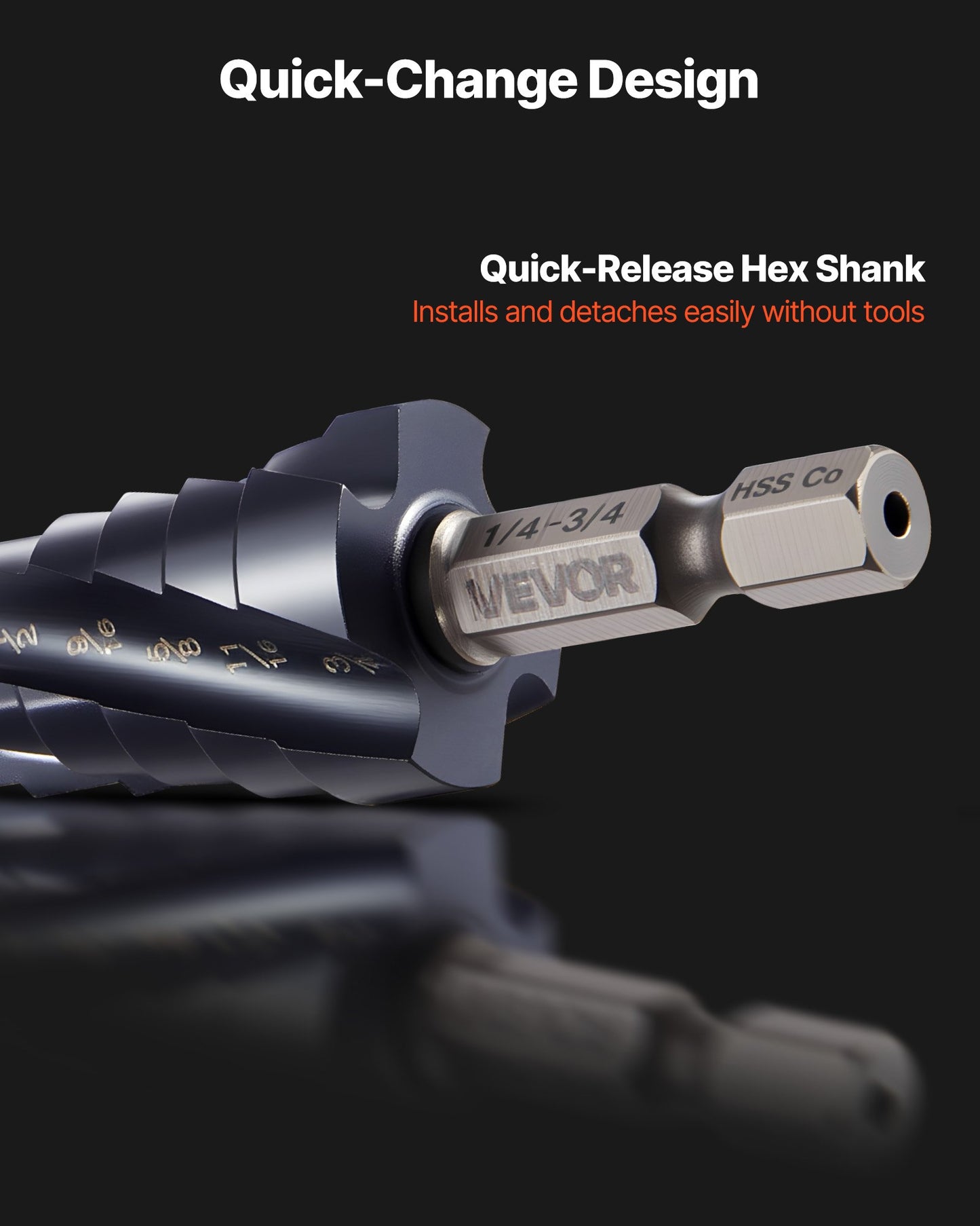 Step Drill Bit Set, 3.2 - 22.2 mm, 3 Pieces Step Drill Bits, 6.35 mm Hex Shank, TiAlN Coating Cobalt HSS High Speed Steel, for Metal, Stainless Steel, Aluminum, Wood, Plastic, Fiberglass