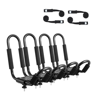 Dual J-Bar Kayak Roof Rack for Cars & SUVs, Holds 2 Kayaks, Rust-Resistant Alloy