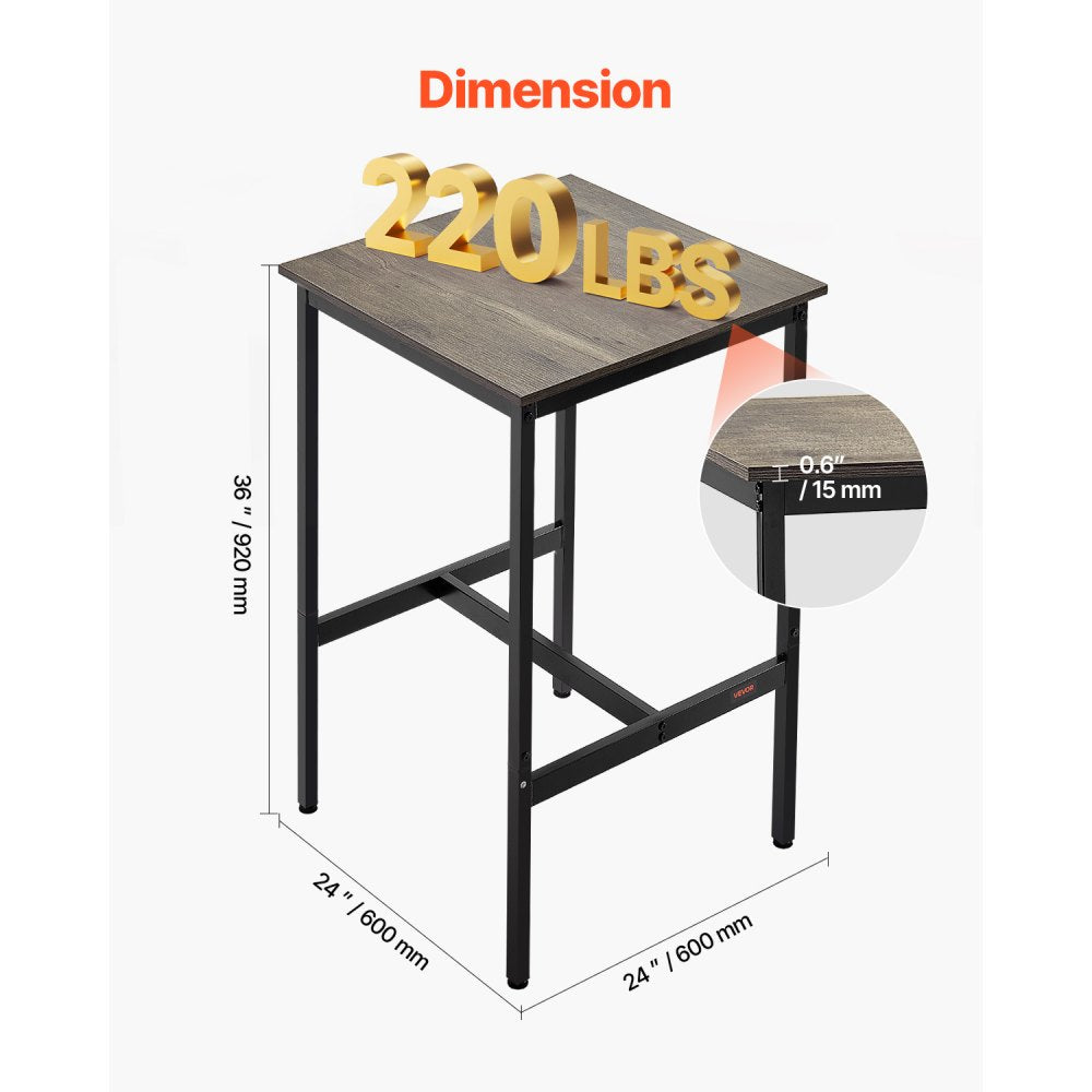 24 in Bar Table Height Pub Table Cocktail Coffee Counter Kitchen Dining