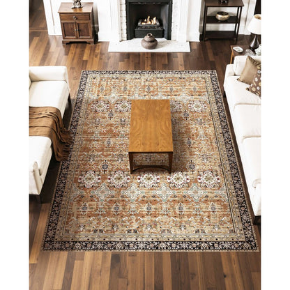 VEVOR Large Area Rug 2286 x 2896 mm Anti-Skid Floor Mat Vintage Brown Green