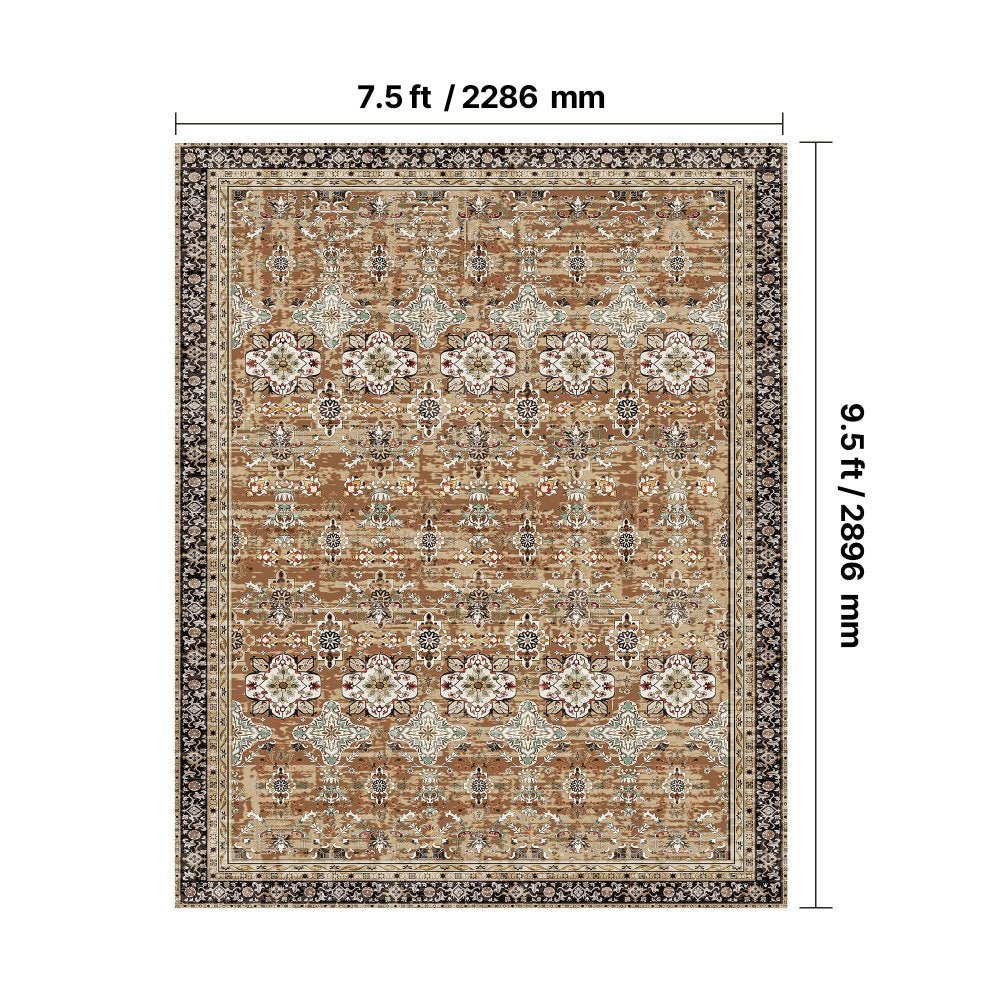 VEVOR Large Area Rug 2286 x 2896 mm Anti-Skid Floor Mat Vintage Brown Green