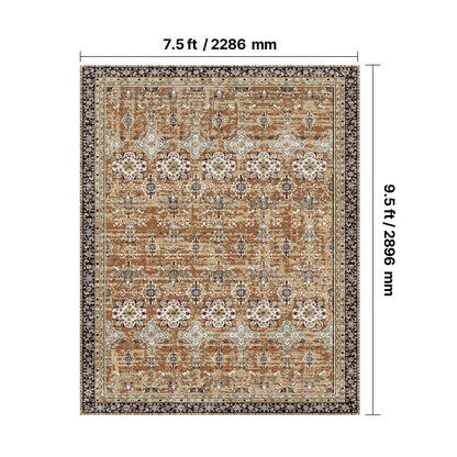 VEVOR Large Area Rug 2286 x 2896 mm Anti-Skid Floor Mat Vintage Brown Green