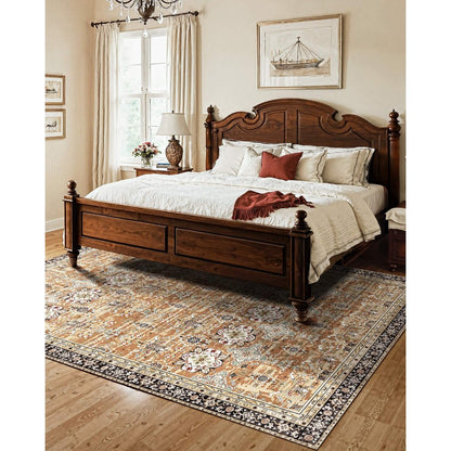 VEVOR Large Area Rug 2286 x 2896 mm Anti-Skid Floor Mat Vintage Brown Green