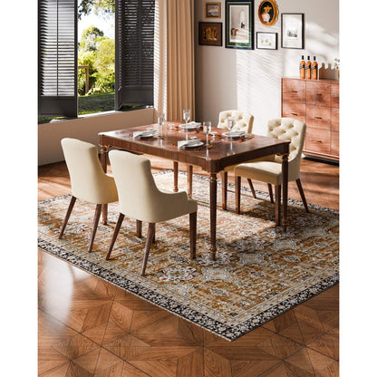 VEVOR Large Area Rug 2286 x 2896 mm Anti-Skid Floor Mat Vintage Brown Green