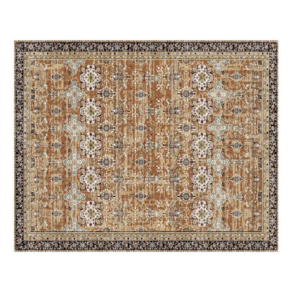 VEVOR Large Area Rug 2286 x 2896 mm Anti-Skid Floor Mat Vintage Brown Green