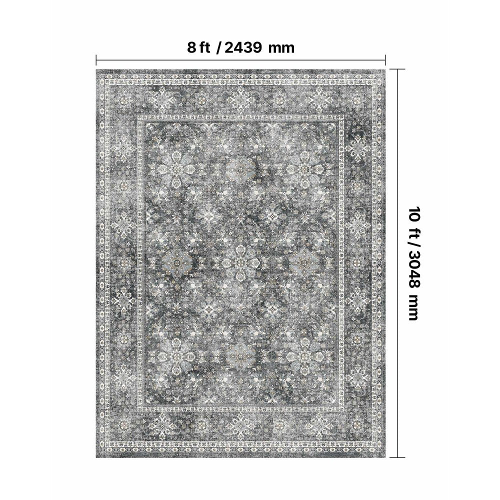 VEVOR Large Area Rug 2438.4x3048 mm Anti-Skid Indoor Floor Mat Vintage Gray