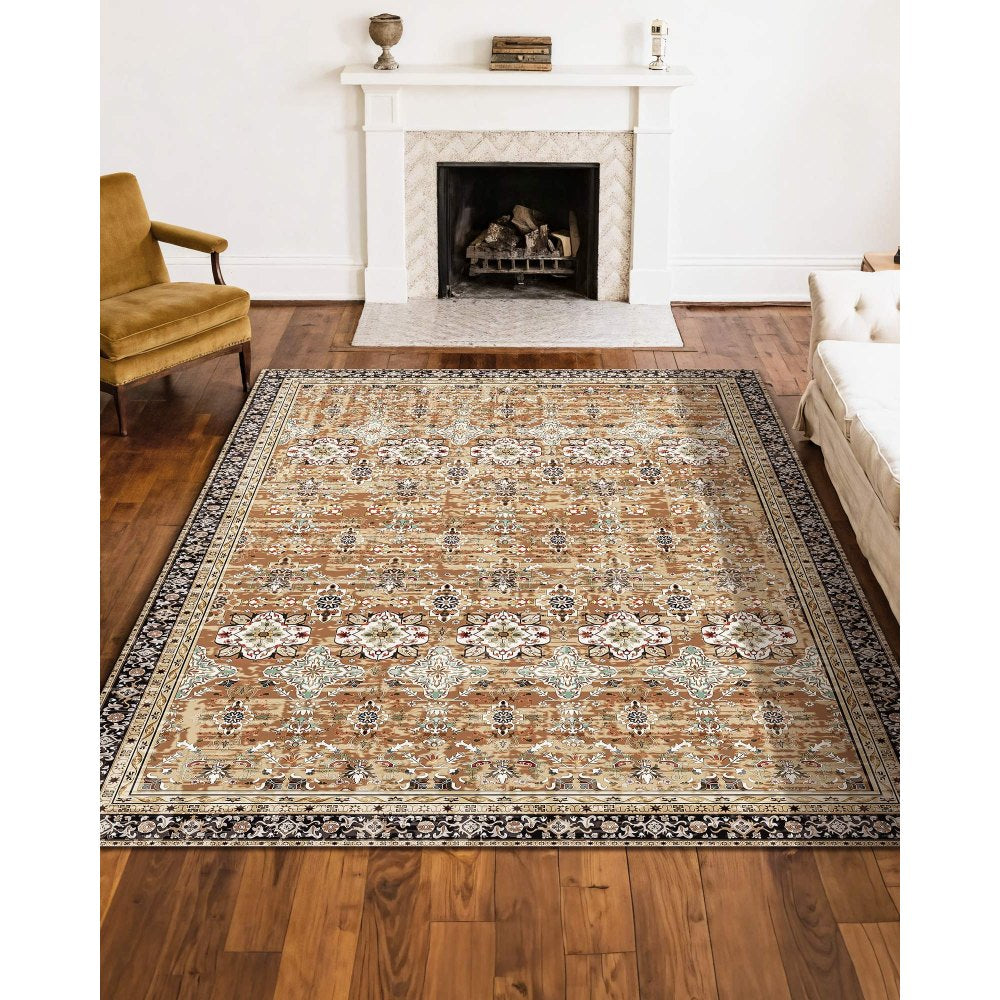 VEVOR Large Area Rug 2438.4 x 3048 mm Anti-Skid Floor Mat Vintage Brown Green