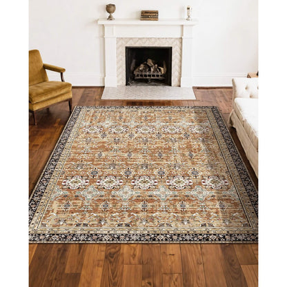 VEVOR Large Area Rug 2438.4 x 3048 mm Anti-Skid Floor Mat Vintage Brown Green