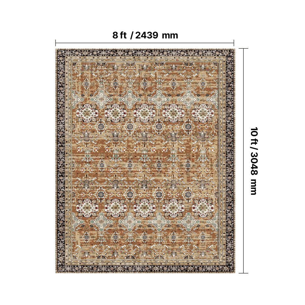 VEVOR Large Area Rug 2438.4 x 3048 mm Anti-Skid Floor Mat Vintage Brown Green