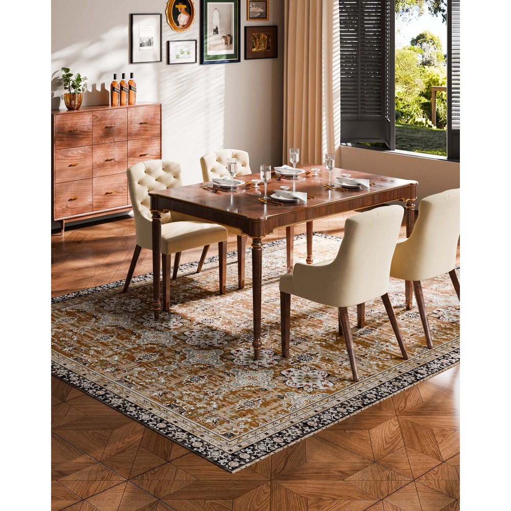 VEVOR Large Area Rug 2438.4 x 3048 mm Anti-Skid Floor Mat Vintage Brown Green