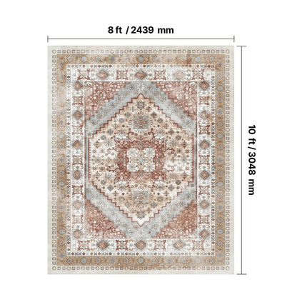 VEVOR Large Area Rug 2438.4 x 3048 mm Anti-Skid Floor Mat Vintage Brown Red