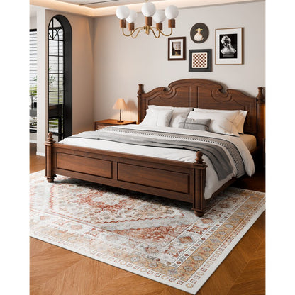 VEVOR Large Area Rug 2438.4 x 3048 mm Anti-Skid Floor Mat Vintage Brown Red