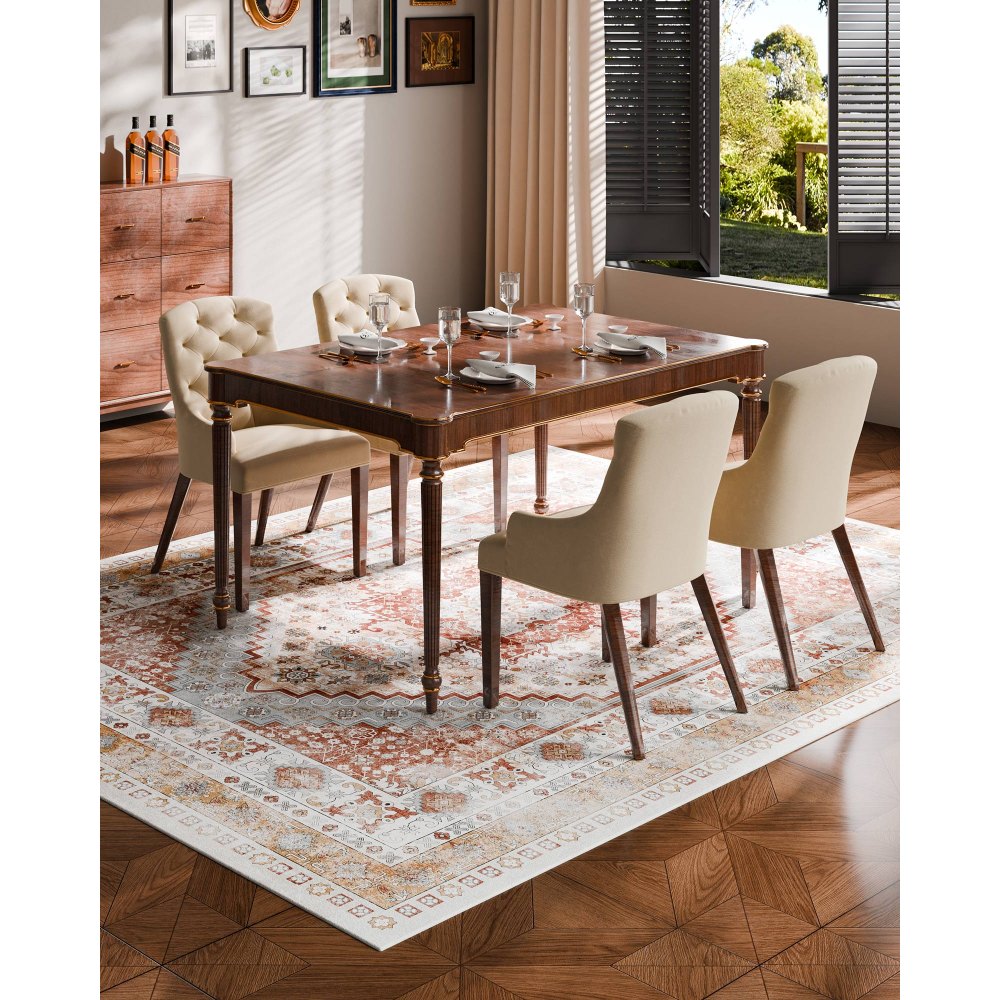 VEVOR Large Area Rug 2438.4 x 3048 mm Anti-Skid Floor Mat Vintage Brown Red