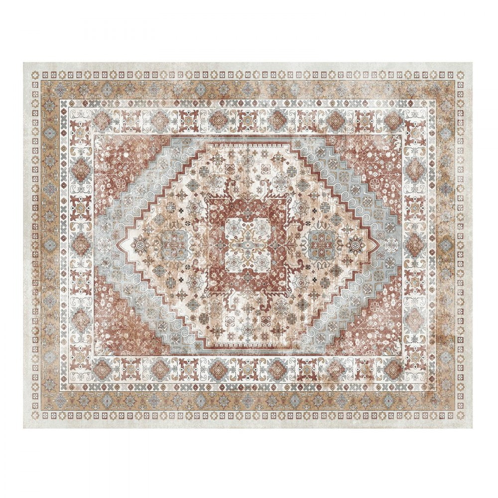 VEVOR Large Area Rug 2438.4 x 3048 mm Anti-Skid Floor Mat Vintage Brown Red
