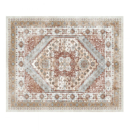 VEVOR Large Area Rug 2438.4 x 3048 mm Anti-Skid Floor Mat Vintage Brown Red