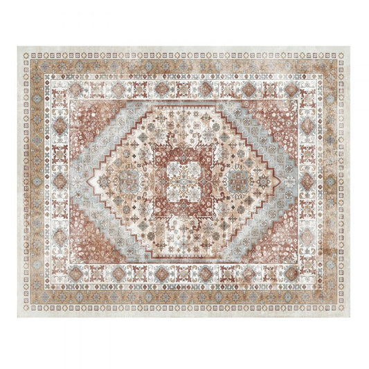 VEVOR Large Area Rug 2438.4 x 3048 mm Anti-Skid Floor Mat Vintage Brown Red