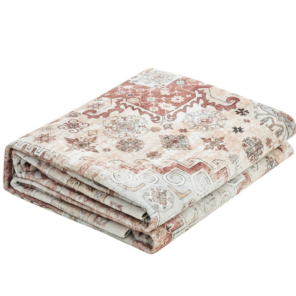VEVOR Large Area Rug 2438.4 x 3048 mm Anti-Skid Floor Mat Vintage Brown Red
