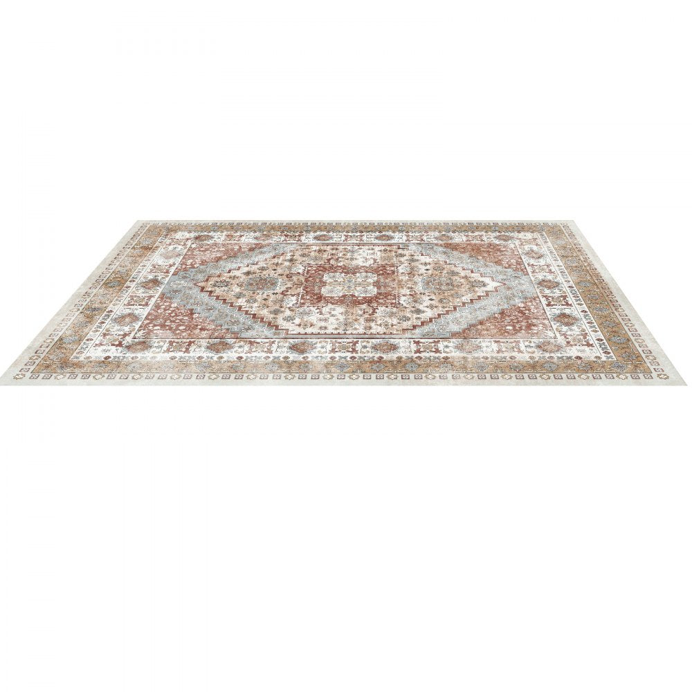 VEVOR Large Area Rug 2438.4 x 3048 mm Anti-Skid Floor Mat Vintage Brown Red