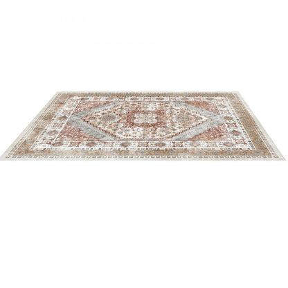 VEVOR Large Area Rug 2438.4 x 3048 mm Anti-Skid Floor Mat Vintage Brown Red