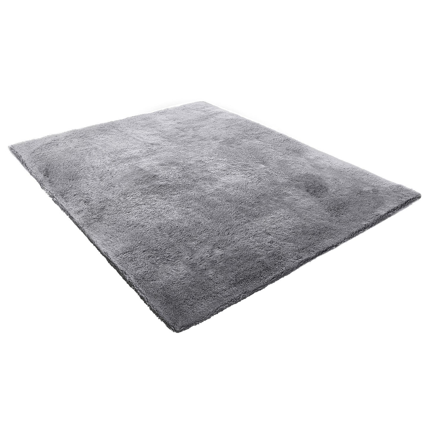Indoor Plush Area Rugs, 2.44 x 3.05m Soft Plush Carpet, Furry Shag Area Rugs for Living Room, Bedroom, Sunroom, Modern Home Decor Aesthetic, Non-Shedding, Non-Woven, Slip-Resistant, Smoke Gray